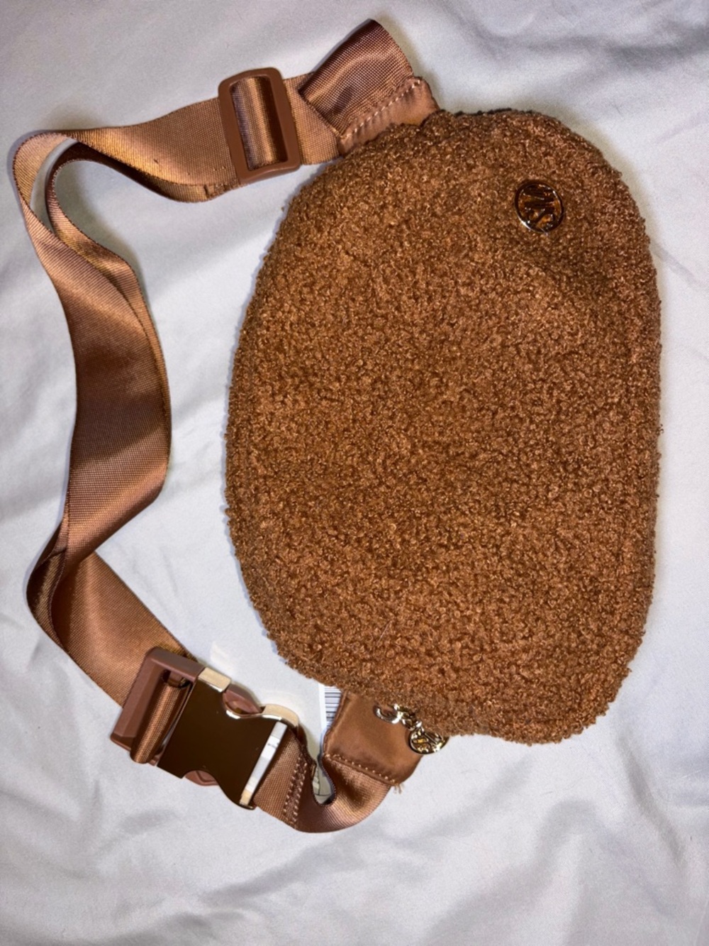 Steve Madden Teddy Fleece Belt Bag in Caramel Brown